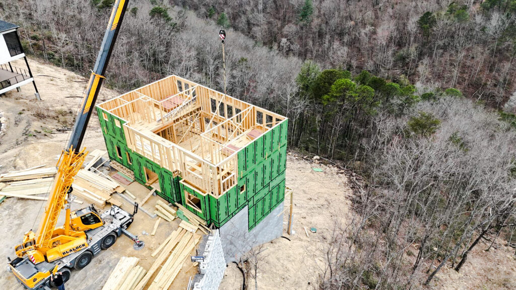 Reinforced structural deck framing at 3098 Smoky Bluff Trail for a 16-foot swim spa. Showcases MCHB high-performance engineering in Sevierville, TN.