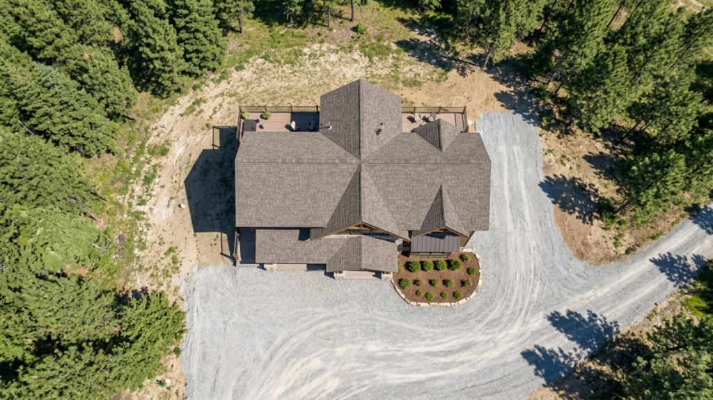Aerial Zenith (top-down) visualization of 3098 Smoky Bluff Trail surrounded by lush green Smoky Mountain vegetation.